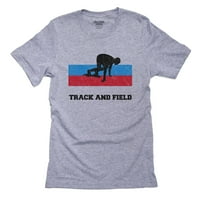 Русия Олимпик - писта и поле - флаг - Силуета Мъжки сива тениска