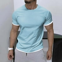 Амидоа мъжки ежедневни ризи Лятна стилна тениска с къс ръкав Атлетична мускула