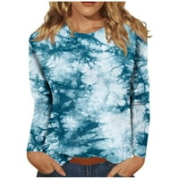 Ризи с дълъг ръкав за жени сладки печат графични тийнейджъри блузи ежедневни плюс размер основни върхове пуловер