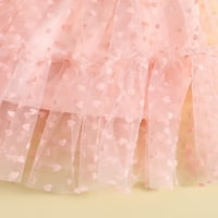 Hirigin Toddler Girls Summer Lummer Lessual Sling Dress Без ръкави без гръб на сърдечен печат A-Line рокля с мрежа