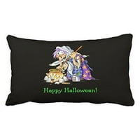 Winhome Vintage Popular Green Happy Halloween с лилави вещици заклинания отвари полиестер правоъгълник хвърляне на възглавници със скрит цип домашен диван декоративни калъфи за възглавници