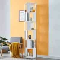 Chictail White Rotating Booksheff 360 °, Tier Corner Book Case за хол Етаж Книга дървена книжарница Домашен офис ъгъл висок шкаф за книги