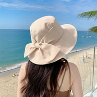 Шапки с лък за жени Sun Beach Hat Teens Girls Wide Brim Summer Fisherman's Caps Upf 50+