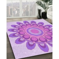 Ahgly Company Indoor Cround Marticed Blossom Pink Area Rugs, 4 'Round