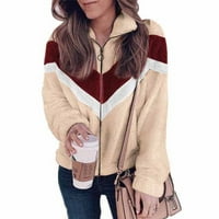 Tking Fashion Womens Cardigan Есен зим цип плюшен дълъг ръкав жилетка Кардиган пуловери за жени Khaki 5xl