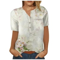 Работни ризи за жени бутон надолу риза Небрежно модна отпечатана флорална шарка с късо ръкав риза