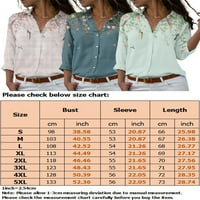 Lumento Ladies Summer Button Down Work ризи бохо флорална риза от туника за печат бохемски върхове с дълъг ръкав