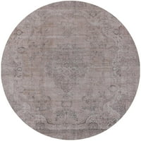 Ahgly Company Machine Pashable Indoor Round Industrial Modern Rose Dust Purple Area Rugs, 4 'Round