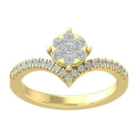 Araiya 10k жълто злато Diamond v Shape Wedding Ring, размер 7