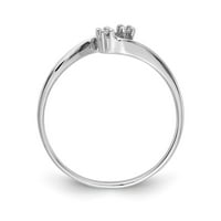 Солидна 14k бяло злато диамантен пръстен с размер 5
