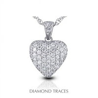 Диамантени следи 1. Карат общо естествени диаманти 14k бяло злато павета настройка на сърцето форма модна висулка