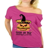 Неудобни стилове Хелоуин тениска Хамбургер от върховете на рамото за жени