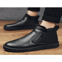 Zodanni Mens Comfort Plush Lining Snow Boots Неплъзнете външни зимни глезени обувки Кожени черни 8.5