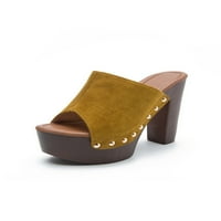 Difumos Womens Comfort Slip on Heels Shoes Леки мъниста пешеходна модна платформа Сандал Жълто 5.5