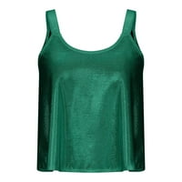 Жени плюс размери размери женски летен моден екипаж тениска небрежна без ръкаща танкова жилетка върхове зелено