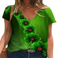 Тениска за рейлун дами тениска с къс ръкав лист печат летни върхове свободна туника блуза модна ваканция стил на пуловер e l