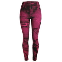 Дамски клирънс плюс размер панталони Женски дънки долни панталони цветни хип-up супер бомба тънък девет минути панталони горещо розово m