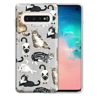 Сребърен калъф за блясък, Sparkle bling tpu капак за Samsung Galaxy S G 6.1 , Мързели котки