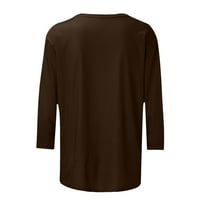 Ризи за ръкави за дължина за жени ежедневни летни блузи Crewneck Сълтик цвят свободно прилягане пуловер