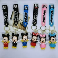 Бебе Мики Ключови ключове Disney Minnie Silicone висулка Ключ пръстен сладък шев кола Киринг Подаръци Коледно парти бижута