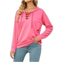 Timegard Women's Fashion Solid Puttee Blouse Blouse Blouse Casual Tops Sweatshirt Hoodies Tops, Pink, XL