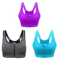 Lovskoo Women Sports Bra Front Zip Comment Bra Wireless Bra Bralette с поддръжка на компресия сутиен фитнес, работещ с шок -устойчив йога резервоар TOP BRASSIERE PURPOR