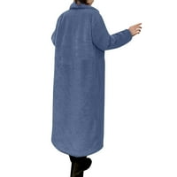 Tking модна модна ежедневна женска овце срязване на твърд цветен палто женско вълнено палто със средна дължина - XL