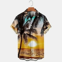 Ханас моден ежедневен човек ризи Мъжки модни етнически къси ръкав Небрежен печат Хавайска риза Блузна тениска