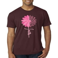 Wild Bobby, Faith Pink Ribbon Sunflower, Информираност за рак на гърдата, мъже Premium Tri Blend Tee, кардинал, голям