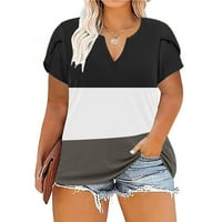 Xihbxyly плюс размер на върховете за жени, тениски за шия за жени с тениска с късо ръкав тениска секси опакована риза с къс ръкав горни ризи дамски летни върхове свободни върхове блус клирънс предмети 1
