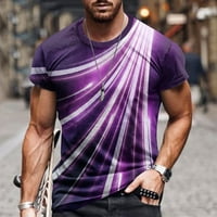 Големи и високи мъже ежедневни кръгли шия 3d цифров печат пуловер фитнес спортни къси панталони ръкави тениска блуза плажни ризи за мъже, лилаво, 5xl