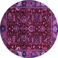 Ahgly Company Indoor Round Abstract Purple Modern Area Rugs, 6 'кръг