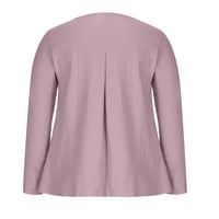 Върхове с дълъг ръкав за женски моден моден солиден цветен бутон тениска с дълги ръкави блуза кръгла шия ежедневни върхове отпечатани суичъри с дълъг ръкав