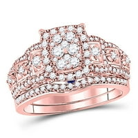 14K розово злато кръг диамант реколта булчински сватбен пръстен комплект cttw