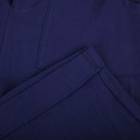 Дасайо жени бутон с висока талия памучни панталони с каприс с джобни летни дрехи за работа