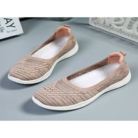 Daeful женски обувки Slip на ежедневни обувки Comfort Flats Леки маратонки със затворени пръсти Жени дишащи мокасини розово 7.5