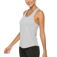 Kakina s Tank Tops for Women Clearance Женски разхлабени без ръкави кръгла шия солидна фитнес йога кухи върхове на резервоара за спортна риза с оферти