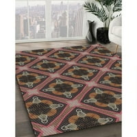 Ahgly Company Indoor Square Makeed Dark Almond Brown Noble Noventy Area Rugs, 4 'квадрат