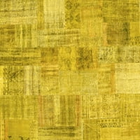 Ahgly Company Indoor Square Packwork Yellow Transitional Area Rugs, 6 'квадрат