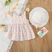 Cacommark Pi Toddler Girls Dress Clearance без ръкави отпечатана рокля с боукент