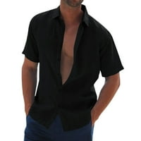 Adviicd Мъжки ежедневна твърда риза с къс ръкав отхвърлете копчето на яката Официална риза Висока мъжки ризи