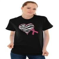 Сърдечна зебра рак на гърдата осъзнава розови дамски графична тениска тийнейджъри бризови марки
