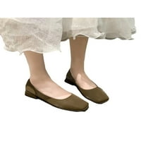 Дами работна обувка с ниски пета помпи квадратни пръсти Обувки Женски антиплъзгащи мокасини Жените се плъзгат на помпа кафяво 8