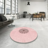 Ahgly Company Machine Wareable Indoor Rectangle Transitional Light Coral Pink Provie Rugs, 3 '5'