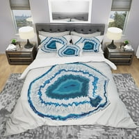 Art DesignArt 'Blue Agate Crystal' Модерен и съвременен комплект за спално бельо - корица на одеяла и шамари Full Queen Cover + Shams 3