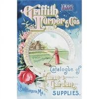 Исторически каталог на Griffith Turner & Co на фермерски и градински консумативи с илюстрация на Woman Farmer от 19 век. Печат на плакат