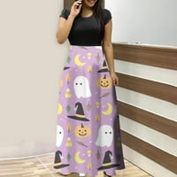 Umitay Fall Maxi рокли за жени модни женски печат Небрежно кръгла шия с шлака с шлака рокля