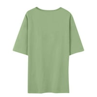 Gotyou женски върхове Женски летен небрежен разхлабен тениска с кръгла врата пуловер с къс ръкав зелено l