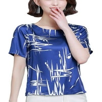 Pfysire дамски летен тениски с къс ръкав ежедневно свободно прилепване на блузи върхове син XL
