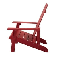 Външен пластмасов дървен стол Адирондак, стол за вътрешен двор за палуба, задния двор, тревни площи, край басейна и плажове, устойчив на атмосферни влияния и водоустойчив, червен 91020